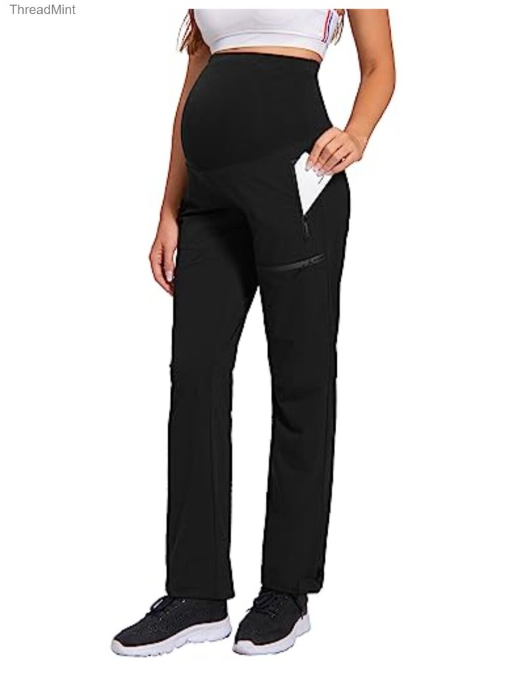 Maternity Cargo Scrub Pants Quick-Dry Hiking Activewear Pregnancy Lounge